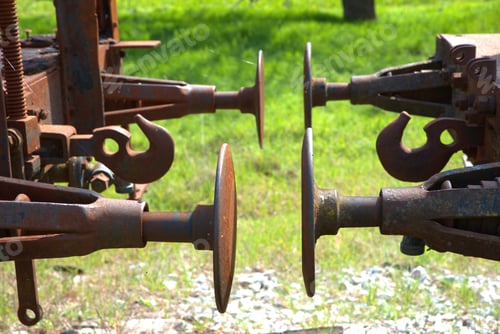 Preview: old buffer in railway carriage, hook wagon, old wagon