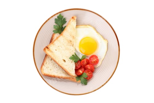 Preview: Plate with tasty breakfast isolated on white background