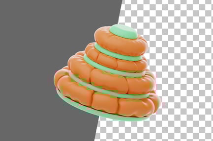 Preview: Orange Soft Body Four Balloon Ring Shape 3D Icon