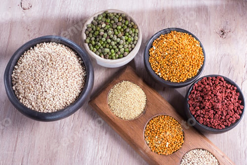 Preview: Different super foods organized as a collection on the table