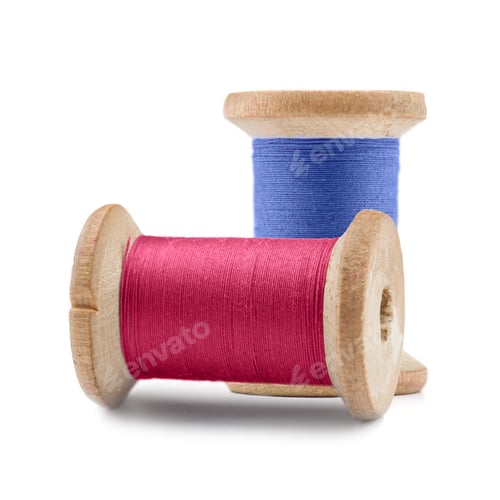 Preview: Colorful Spool sewing threads on white background