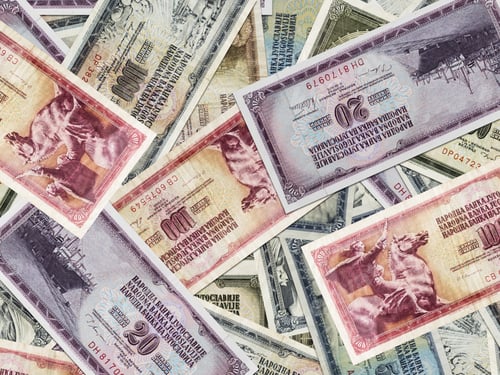 Preview: A collection of vintage yugoslavian dinar banknotes