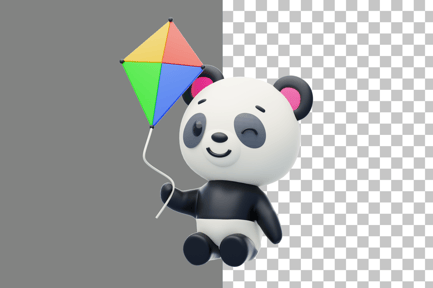 Preview: Panda Playing Kite 3D Illustration
