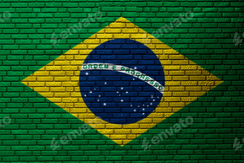 Preview: a graffiti of national flag of brazil painted on the rusty wall