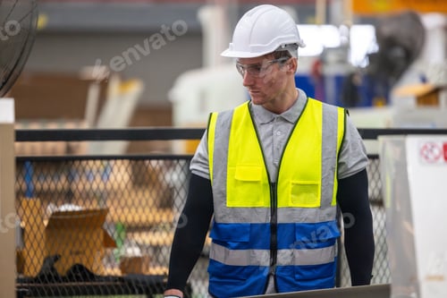 Preview: Technician ensures machinery stays regular, inspect error for smooth operations in cardboard factory