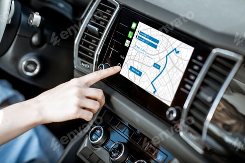 Preview: Woman using navigation in the car