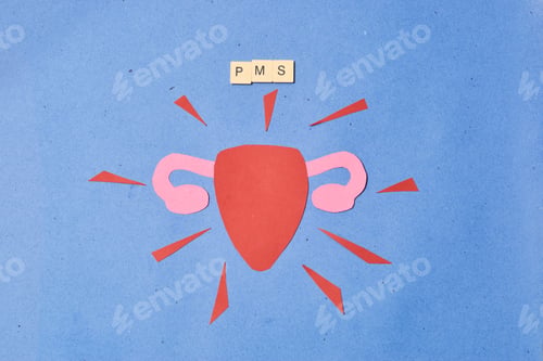 Preview: Woman's uterus in paper art. PMS concept and women's health.