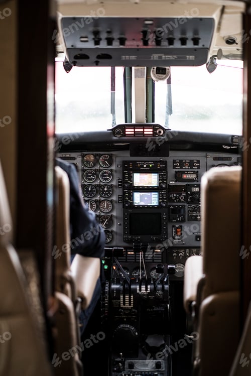 Preview: Faceless pilot flying modern aircraft