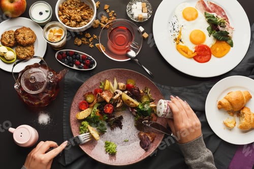 Preview: Restaurant breakfast with warm potato salad