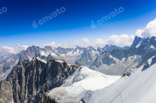 Preview: Elevated view of snow covered mountains at Mont blanc, France