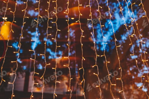 Preview: Christmas string lights on window