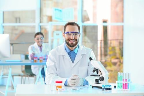 Preview: Young scientist working in laboratory. Chemical analysis