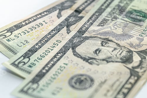 Preview: Macro Shot of Five Dollar Bills