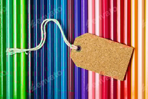 Preview: Colorful Pencils Background with a Cork Tag