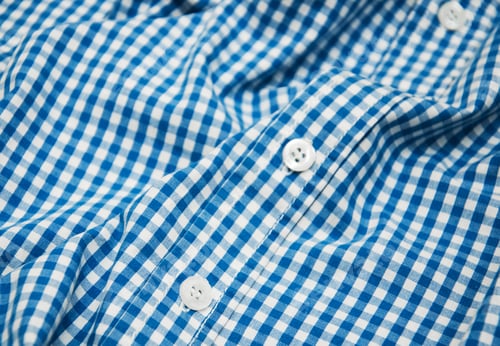 Preview: Blue and White Checkered Shirt Close-up Fabric Texture