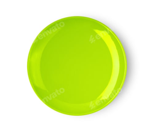 Preview: green ceramic plate isolated on white background
