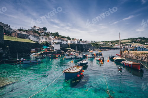 Preview: A picturesque landscape of the idyllic harbour fishing village of Coverack in Cornwall, UK