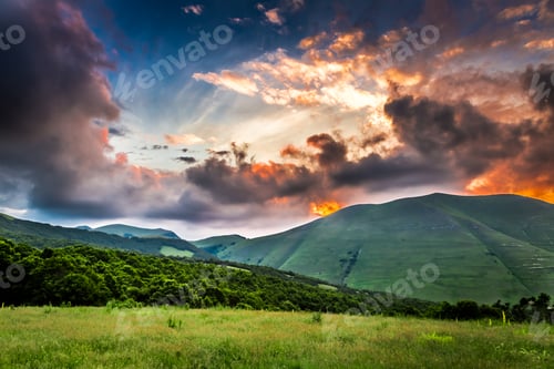 Preview: Beautiful dusk in the Castelluccio, Umbria, Italy