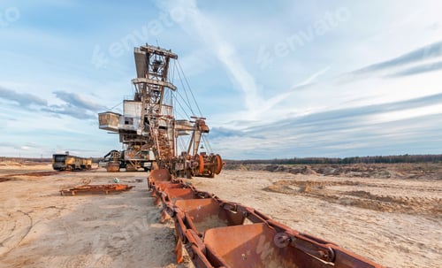 Preview: Broken rusty giant quarry excavator