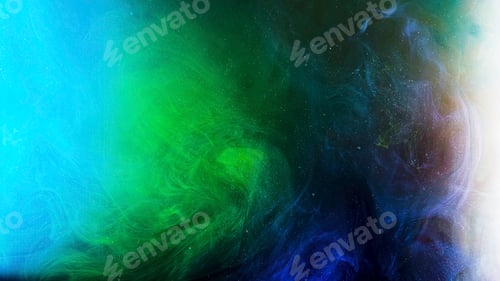Preview: Fluid art background with colorful liquid surface. Stock footage. Amazing effect of mixed blue and