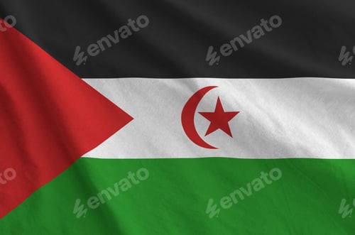 Preview: Western Sahara flag depicted on folded wavy fabric of old cloth
