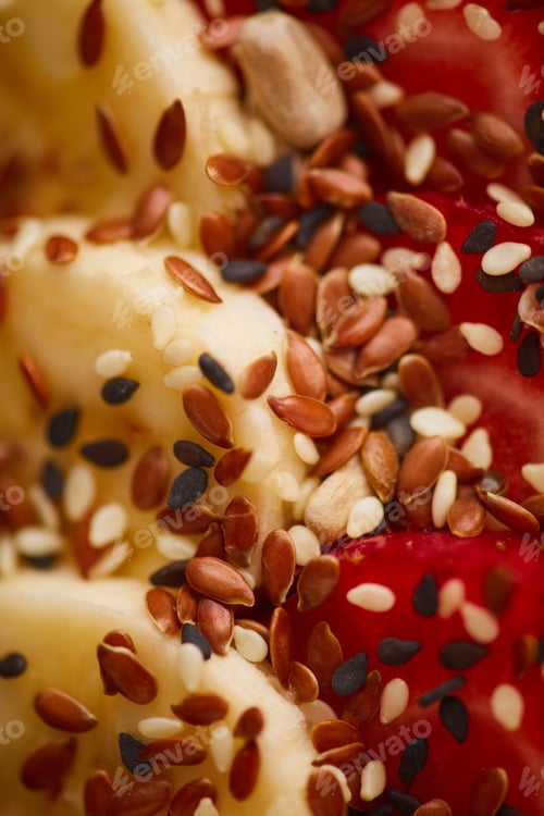 Preview: Close-up of Strawberries and Banana with Seeds