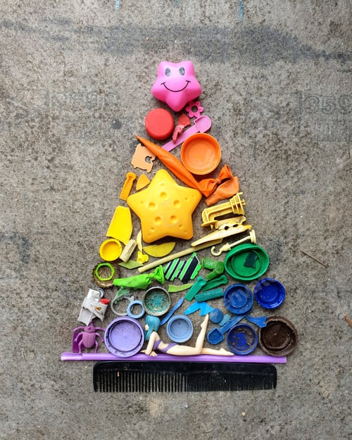 Preview: collection of plastic trash pollution found on the beach
