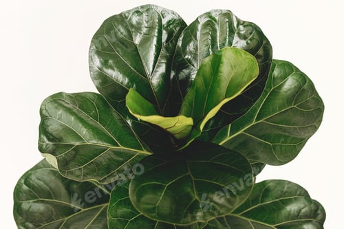 Preview: Ficus Lyrata. Beautiful fiddle leaf tree leaves on white background