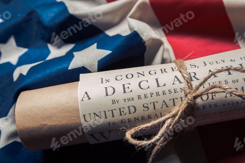 Preview: United States Declaration of Independence on a Betsy Ross flag