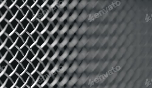 Preview: Metal grill close-up, texture of a music speaker, soft focus.
