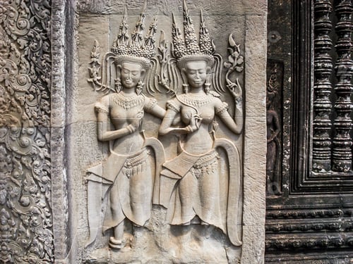 Preview: Image of women that are pictured on a stone in Angkor Wat, Cambodia