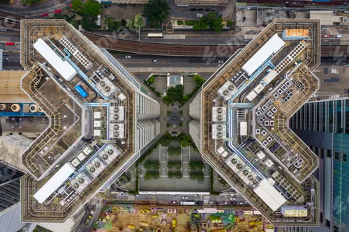 Preview: Kwun Tong, Hong Kong 02 June 2019: Top view of Hong Kong downtown city