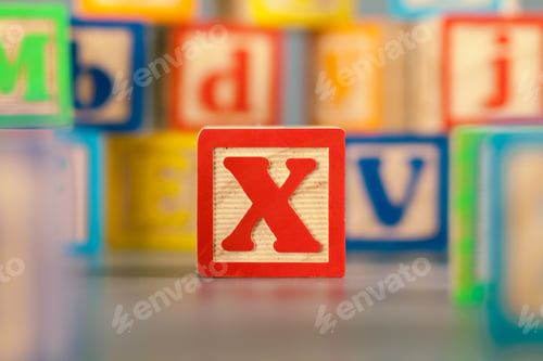 Preview: Photograph of colorful Wooden Block Letter X