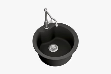 Preview: Alba MCO23 Black Ceramic Sink with Mixer Tap