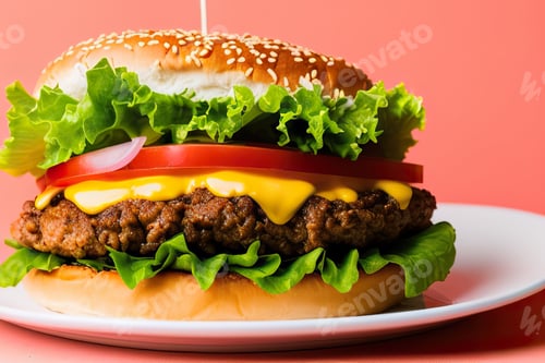 Preview: Delicious Burger With Lettuce, Tomato, Cheese, and Patty