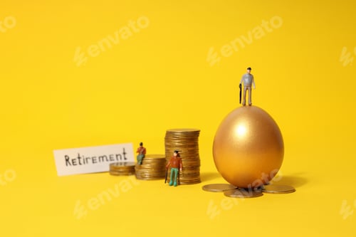 Preview: Concept of wealth and retirement - golden eggs