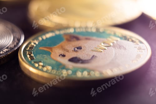 Preview: cryptocurrency cash coin with the meme dog on it