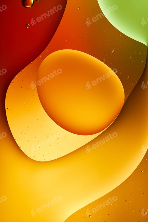 Preview: abstract orange, red and green color background from mixed water and oil
