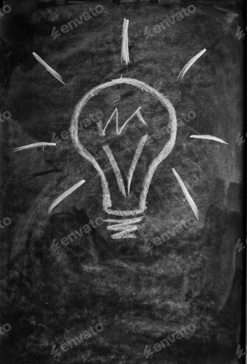 Preview: lightbulb drawn on the blackboard