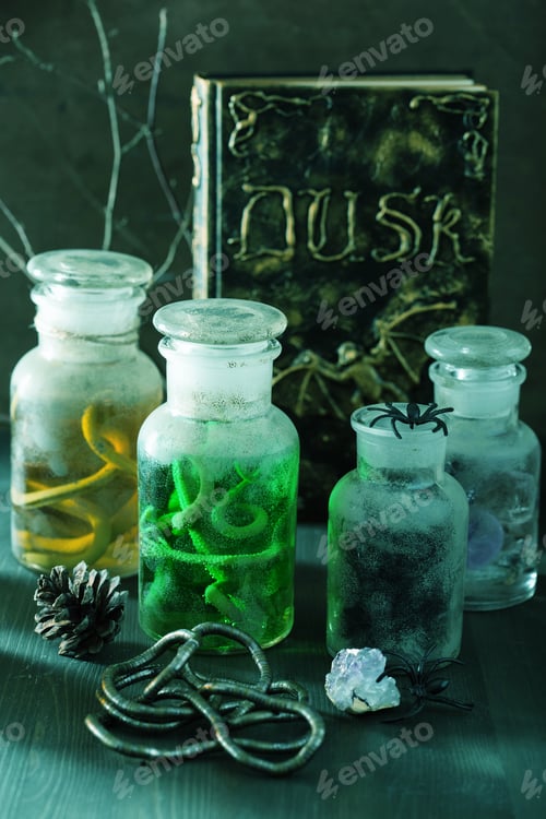 Preview: witch apothecary jars magic potions halloween decoration