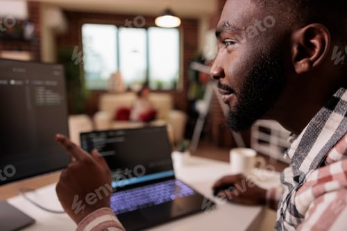 Preview: African american it engineer programming binary code