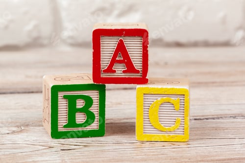 Preview: Wooden toy Blocks with the text: abc