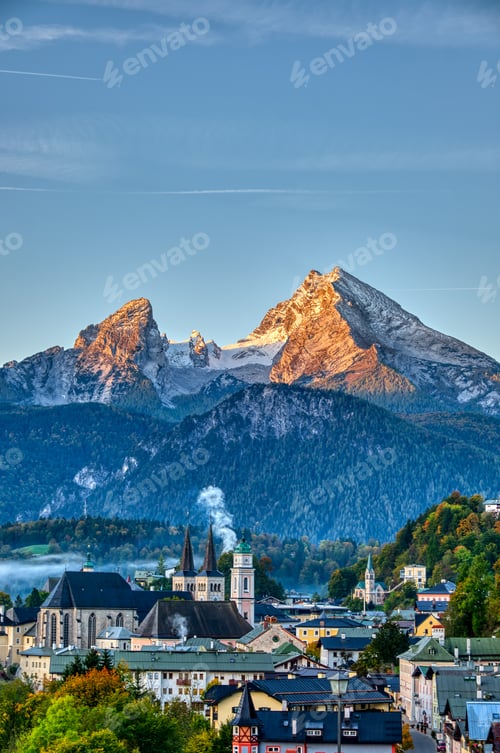 Preview: Mount Watzmann and the city of Berchtesgaden