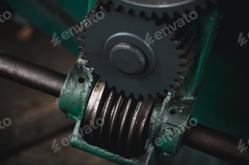 Preview: Close-up old industrial gear wheels., industry parts concept.