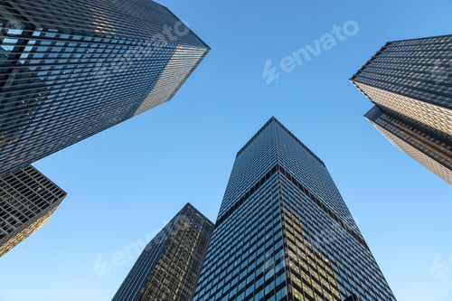 Preview: Low-angle shot of the iconic skyline of New York City, USA.