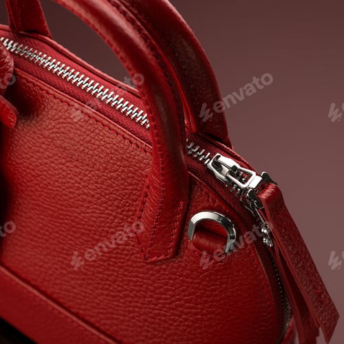Preview: Closeup shot of a luxury red leather bag
