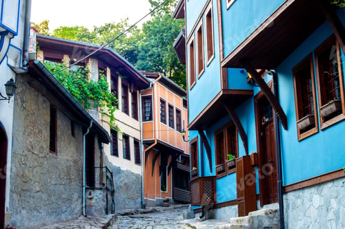 Preview: Charming cobblestone street in Plovdiv, Bulgaria.