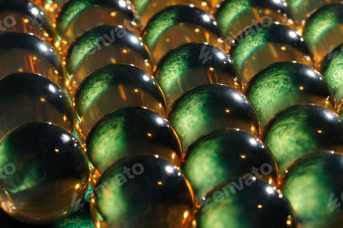 Close-up large transparent glass balls