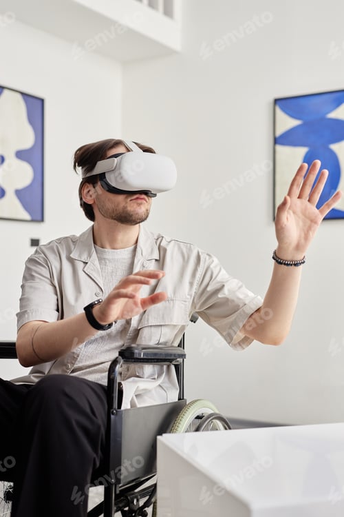 Preview: Man with Disability Using VR Artwork in Accessible Art Exhibition