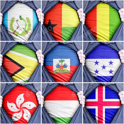 Preview: Collection of ripping shirts to showing printed flags of different countries
